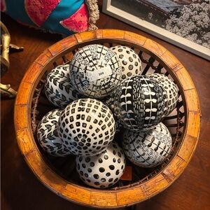 Black and White Decorative Spheres solid, ceramic very heavy.